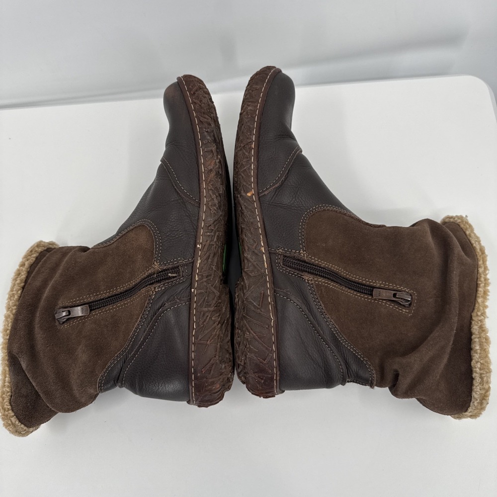 El Naturalista Nido Booties Women's Size 40 Brown Suede & Leather Sherpa Lined - Picture 7 of 13